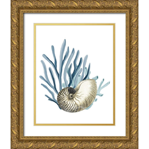 Coastal Coral 2 Gold Ornate Wood Framed Art Print with Double Matting by Kimberly, Allen