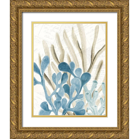 Coral Square 3 Gold Ornate Wood Framed Art Print with Double Matting by Kimberly, Allen