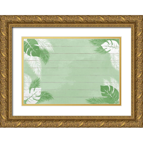 Palm Greens Gold Ornate Wood Framed Art Print with Double Matting by Kimberly, Allen