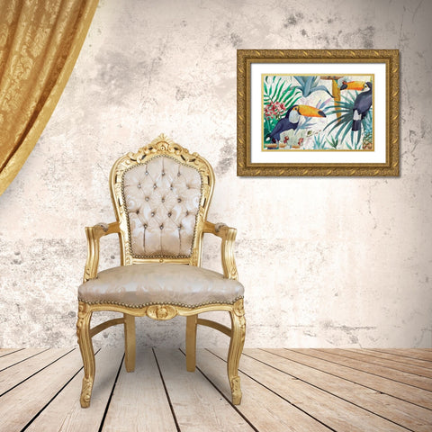 Tropical Tucan Gold Ornate Wood Framed Art Print with Double Matting by Kimberly, Allen