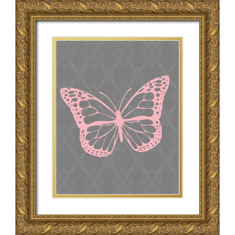 Butterfly Kisses 1 Gold Ornate Wood Framed Art Print with Double Matting by Kimberly, Allen