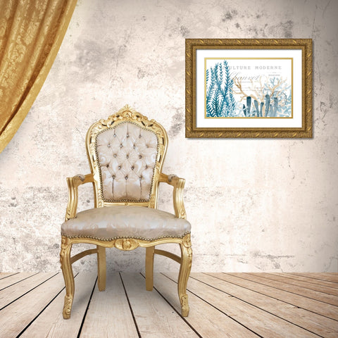 Coral Cove Blue 1 Gold Ornate Wood Framed Art Print with Double Matting by Kimberly, Allen