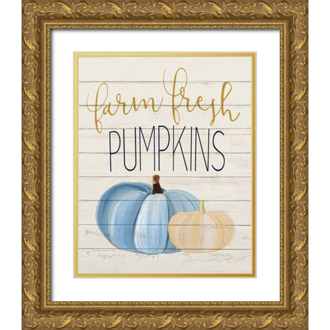 Farm Fresh Pumpkins Gold Ornate Wood Framed Art Print with Double Matting by Kimberly, Allen