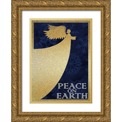 Peace on Earth Angel Gold Ornate Wood Framed Art Print with Double Matting by Kimberly, Allen