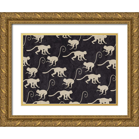 Monkey Time Gold Ornate Wood Framed Art Print with Double Matting by Kimberly, Allen