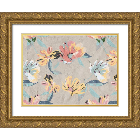 Abstract Floral Gold Ornate Wood Framed Art Print with Double Matting by Kimberly, Allen