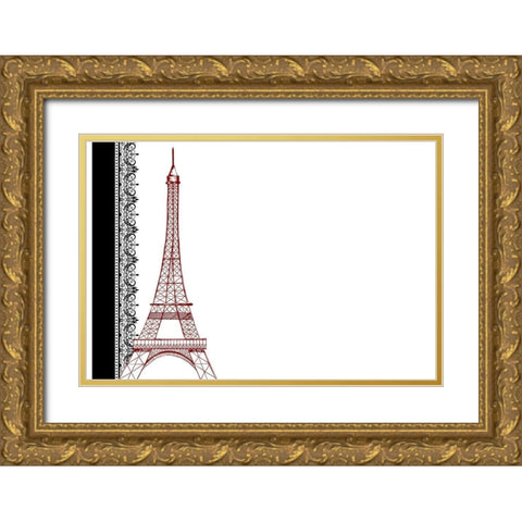 Paris Couture Gold Ornate Wood Framed Art Print with Double Matting by Kimberly, Allen