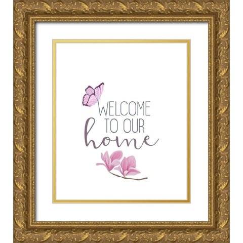 Butterfly Love 2 Gold Ornate Wood Framed Art Print with Double Matting by Kimberly, Allen