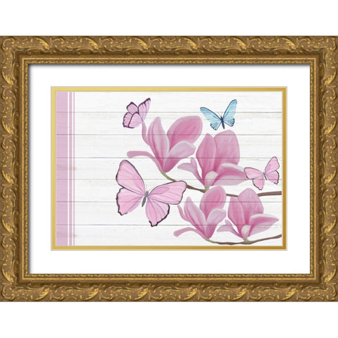 Butterfly Love 4 Gold Ornate Wood Framed Art Print with Double Matting by Kimberly, Allen
