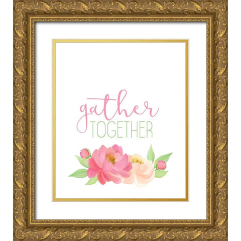 Peony Spring 1 Gold Ornate Wood Framed Art Print with Double Matting by Kimberly, Allen