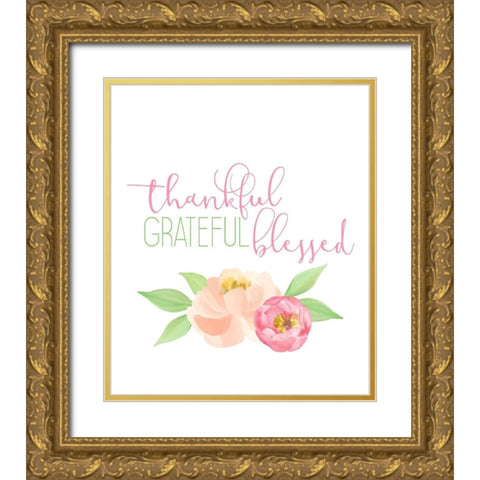 Peony Spring 3 Gold Ornate Wood Framed Art Print with Double Matting by Kimberly, Allen