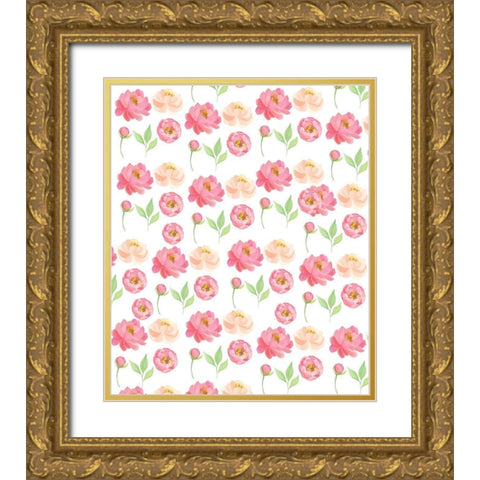 Peony Spring 2 Gold Ornate Wood Framed Art Print with Double Matting by Kimberly, Allen