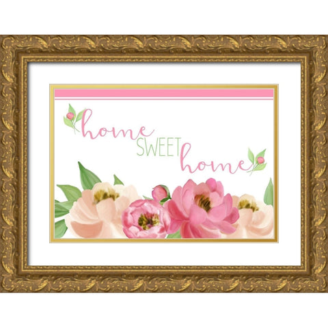Peony Spring 4 Gold Ornate Wood Framed Art Print with Double Matting by Kimberly, Allen