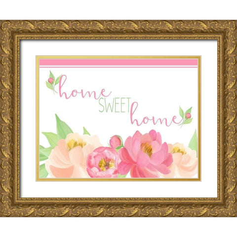 Peony Spring 4 v3 Gold Ornate Wood Framed Art Print with Double Matting by Kimberly, Allen