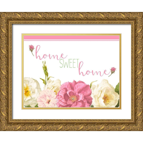 Peony Spring 4 v4 Gold Ornate Wood Framed Art Print with Double Matting by Kimberly, Allen