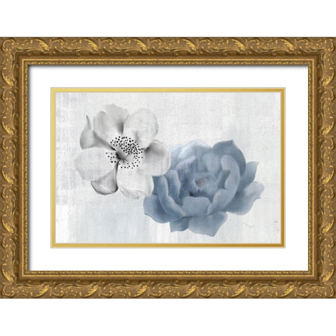 Blue and White Gold Ornate Wood Framed Art Print with Double Matting by Kimberly, Allen