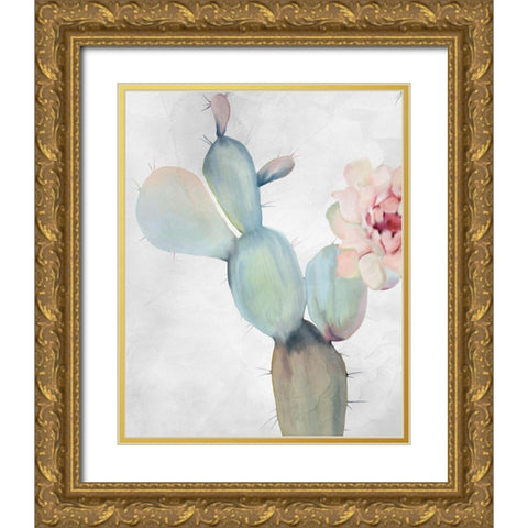 Cactus Blooming 2 Gold Ornate Wood Framed Art Print with Double Matting by Kimberly, Allen