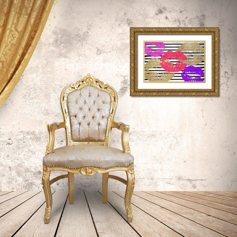 Kisses Gold Ornate Wood Framed Art Print with Double Matting by Kimberly, Allen