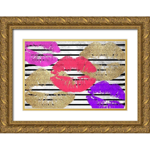 Kisses Gold Ornate Wood Framed Art Print with Double Matting by Kimberly, Allen