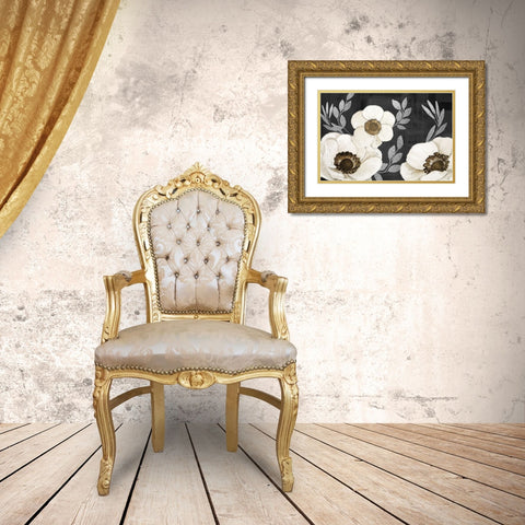 Gilded Anemones Gold Ornate Wood Framed Art Print with Double Matting by Kimberly, Allen