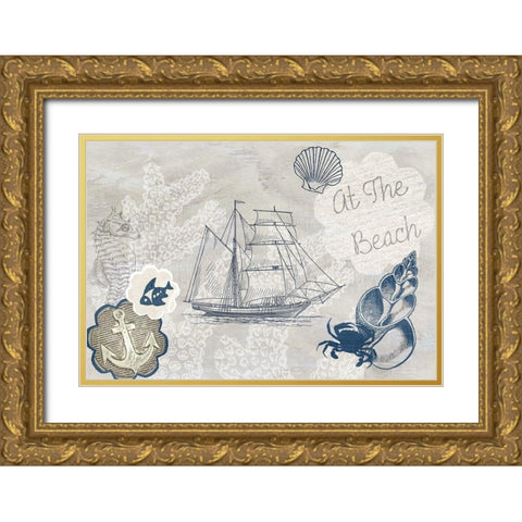 At the Beach Gold Ornate Wood Framed Art Print with Double Matting by Kimberly, Allen