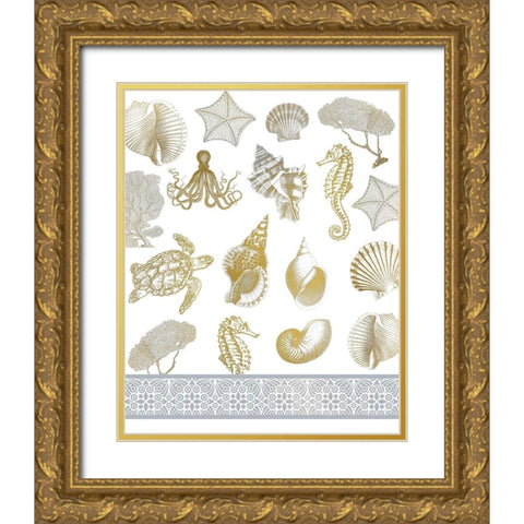Azure Coastal 3 Gold Ornate Wood Framed Art Print with Double Matting by Kimberly, Allen
