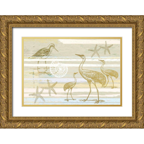 Coastal Sands Gold Ornate Wood Framed Art Print with Double Matting by Kimberly, Allen
