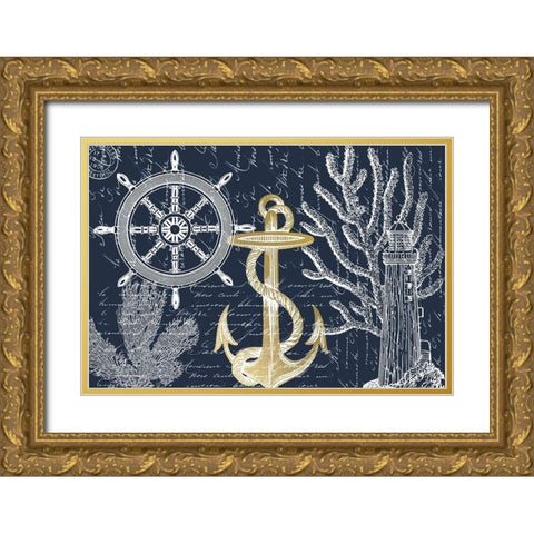Sea Letters Gold Ornate Wood Framed Art Print with Double Matting by Kimberly, Allen