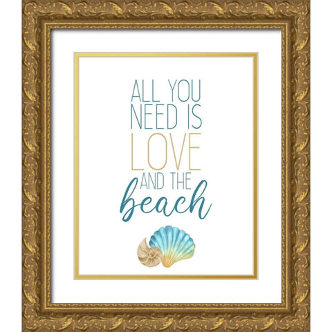 Seashore Shells 3 Gold Ornate Wood Framed Art Print with Double Matting by Kimberly, Allen