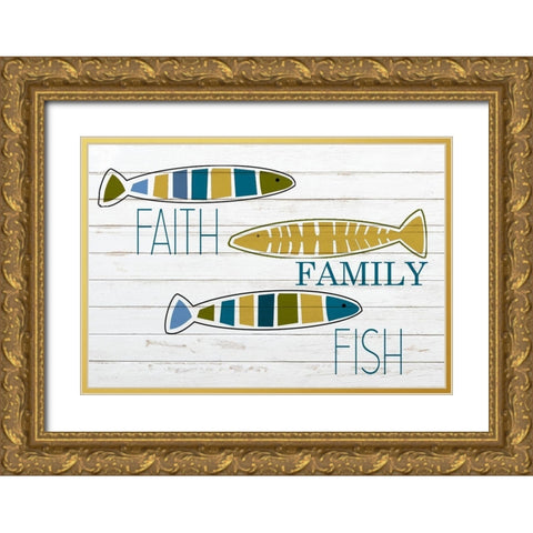 Faith and Fish Gold Ornate Wood Framed Art Print with Double Matting by Kimberly, Allen