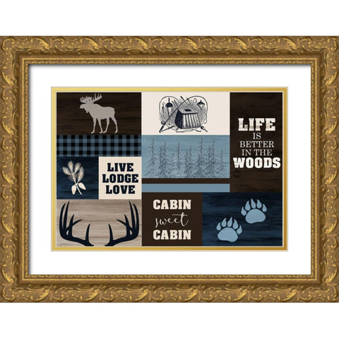 Better in the Woods Gold Ornate Wood Framed Art Print with Double Matting by Kimberly, Allen