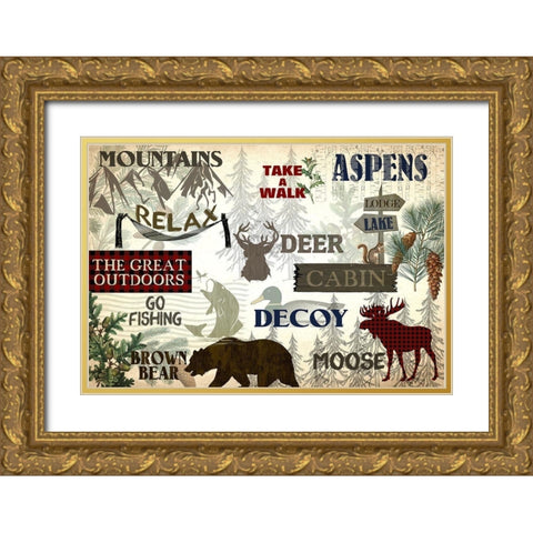 Rustic Lodge Gold Ornate Wood Framed Art Print with Double Matting by Kimberly, Allen