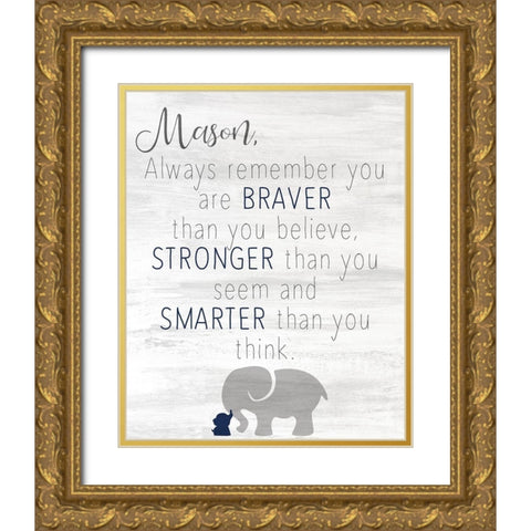 Always Remember Blue Gold Ornate Wood Framed Art Print with Double Matting by Kimberly, Allen