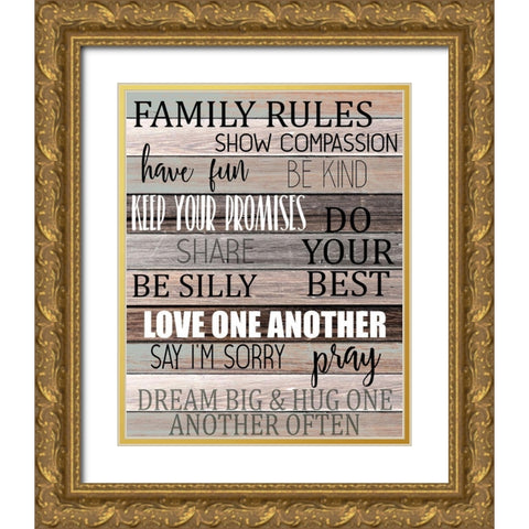 Family Rules Gold Ornate Wood Framed Art Print with Double Matting by Kimberly, Allen