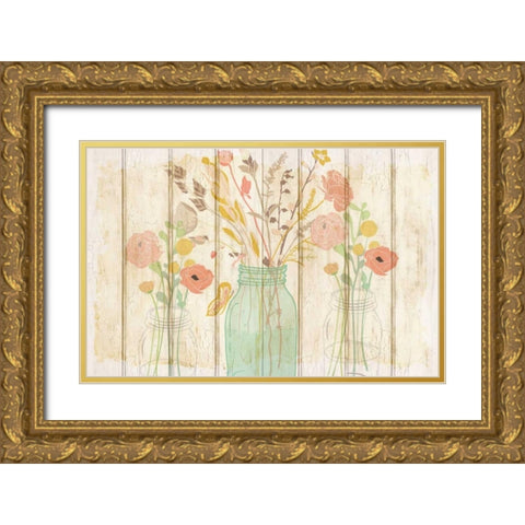 Summer Bloom Jars Gold Ornate Wood Framed Art Print with Double Matting by Allen, Kimberly