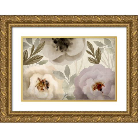 Simplicity Floral Gold Ornate Wood Framed Art Print with Double Matting by Kimberly, Allen
