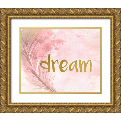 Dream Feather Gold Ornate Wood Framed Art Print with Double Matting by Allen, Kimberly