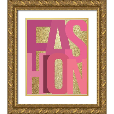 Fashion Pink Gold Ornate Wood Framed Art Print with Double Matting by Kimberly, Allen