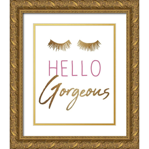 Hello Gold Ornate Wood Framed Art Print with Double Matting by Kimberly, Allen