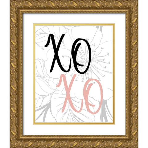 XO XO 2 Gold Ornate Wood Framed Art Print with Double Matting by Kimberly, Allen