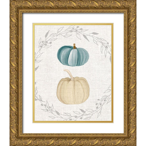 Teal Pumpkin 2 Gold Ornate Wood Framed Art Print with Double Matting by Kimberly, Allen