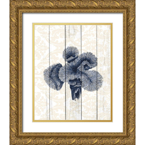 Navy Coral 2 Gold Ornate Wood Framed Art Print with Double Matting by Kimberly, Allen