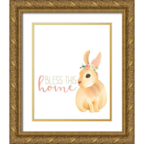 Bless This Home Gold Ornate Wood Framed Art Print with Double Matting by Kimberly, Allen