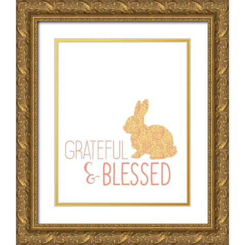 Paisley Bunnies 1 Gold Ornate Wood Framed Art Print with Double Matting by Kimberly, Allen