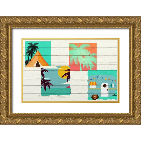Beach Camping A Gold Ornate Wood Framed Art Print with Double Matting by Kimberly, Allen