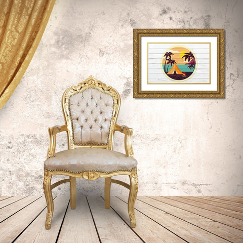 Beach Tent A Gold Ornate Wood Framed Art Print with Double Matting by Kimberly, Allen