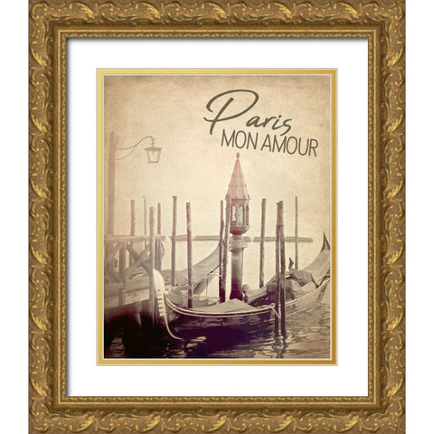 Gondola Paris 3 Gold Ornate Wood Framed Art Print with Double Matting by Allen, Kimberly