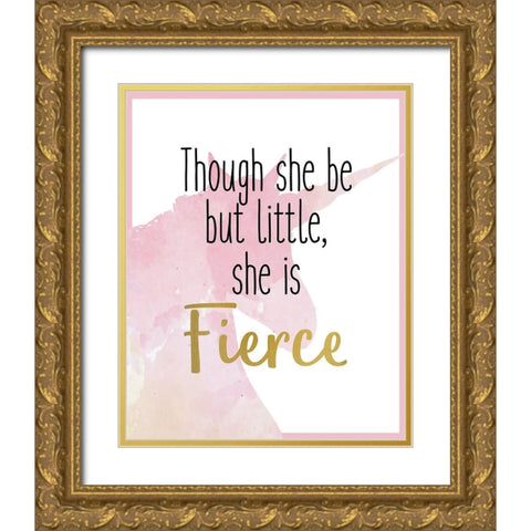 She is Fierce 1 Unicorn Gold Ornate Wood Framed Art Print with Double Matting by Allen, Kimberly