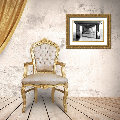 Beach Pier Gold Ornate Wood Framed Art Print with Double Matting by Allen, Kimberly