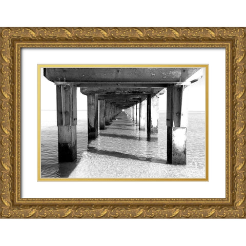 Beach Pier Gold Ornate Wood Framed Art Print with Double Matting by Allen, Kimberly